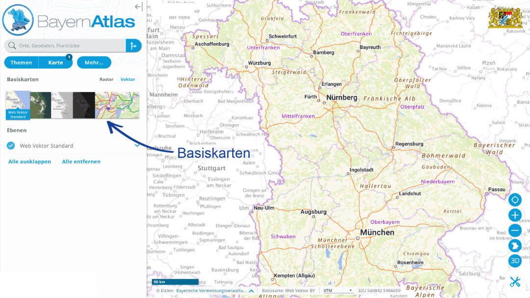 BayernAtlas Hilfe Basiskarten